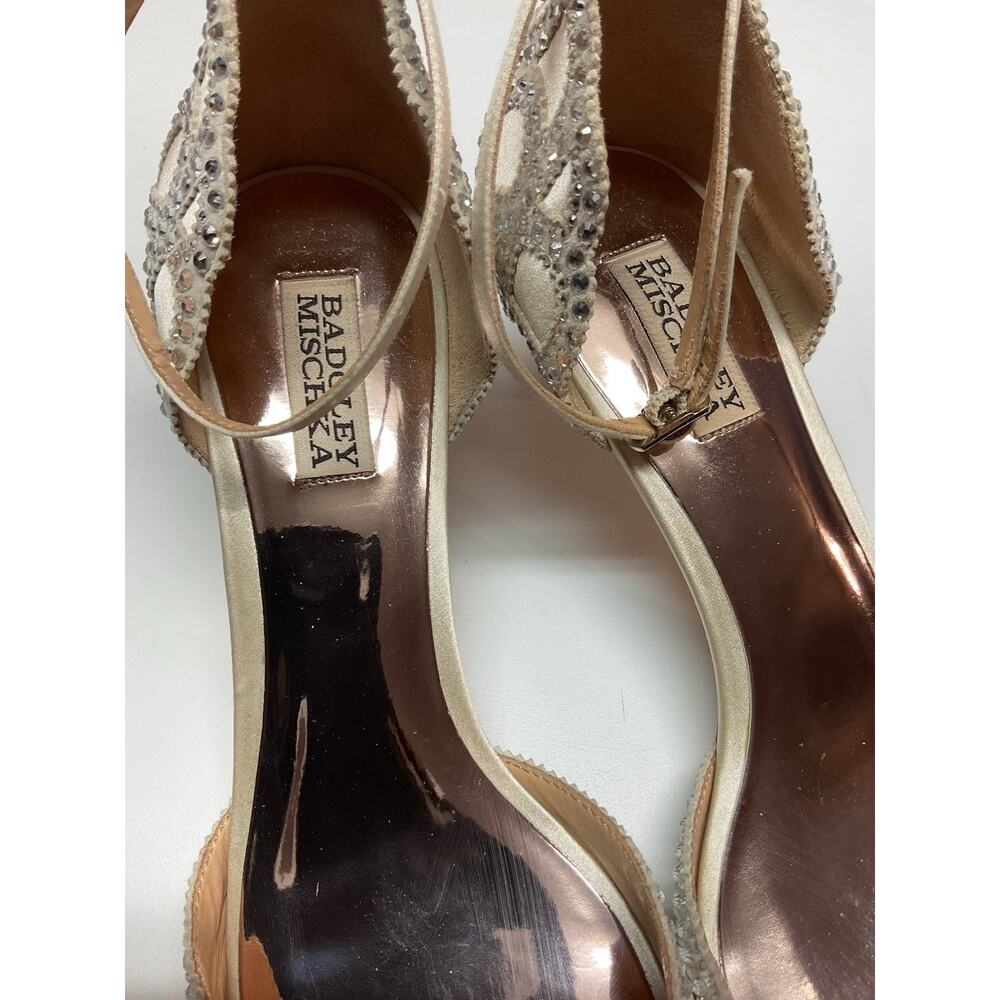 Badgley Mischka Roxy Heels Ivory Size 10 Bridal Prom Shoes - Picture 3 of 11